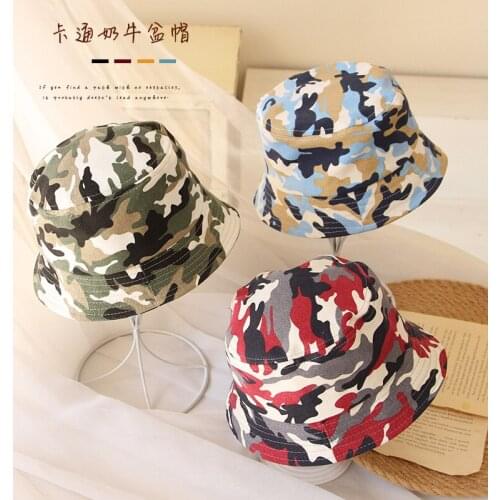 FOCUSNORM 2-6Y Summer Kids Girls Boys Hats Fashion Camouflage Printed Bucket Hat Sun Hat 3 Colors