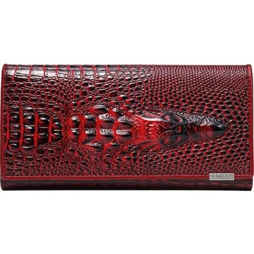 Hot Sale! Luxury Crocodile Cow Leather Wallet Women Clutch bag Brand Long Genuine Leather Business Card Holder Coin Purse Wallet