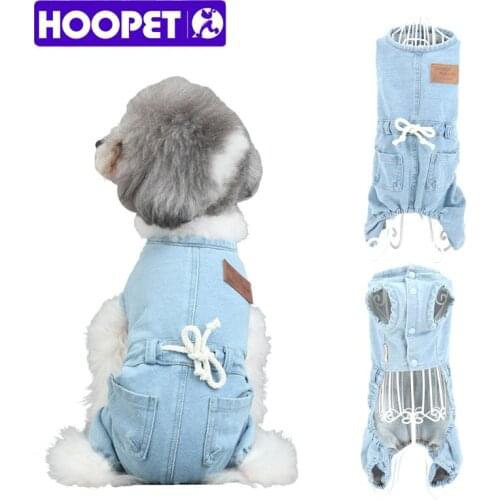 HOOPET Pet Cat Dog Classic Denim Jeans Shirt Strap Jeans Coat Vest Jacket Jumpsuit Clothes S M L XL