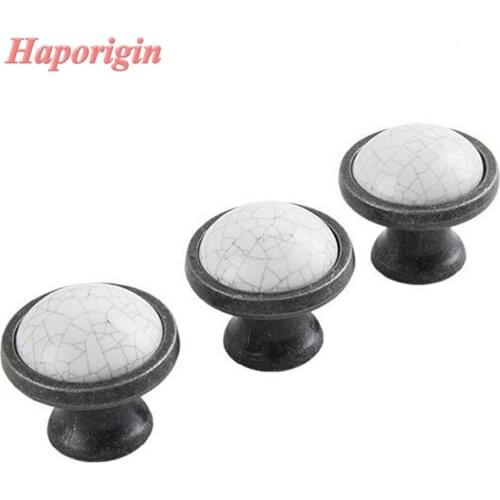 Crack Ceramic Kitchen Cabinet Drawer Knobs Porcelain Wardrobe Handles Round Furniture Knob Dresser Closet Cupboard Cabinet Pulls