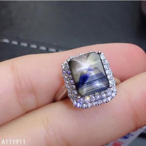 KJJEAXCMY fine jewelry 925 sterling silver inlaid natural star sapphire gemstone popular ring noble support detection exquisite
