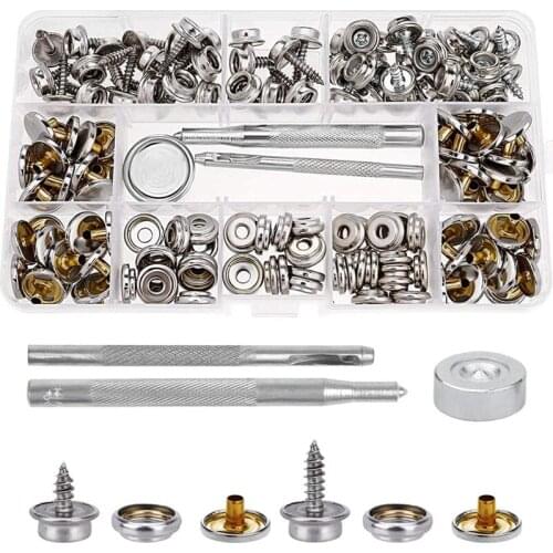 Big deal Fasteners Kit, Stainless Steel Screw Snaps Button Replacement Press Stud Kit with Tool for Boat Covers Tents Tarpaulins