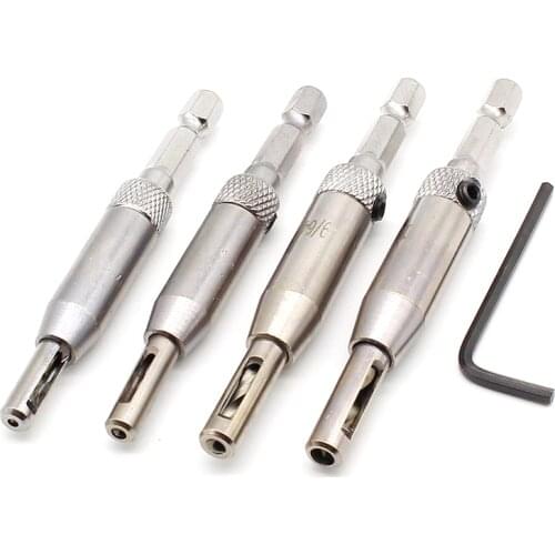 4x HSS Self Centering Hinge Drill Bits Set Door Cabinet 5/64" 7/64" 9/64" 11/64" G08 Whosale&DropShip