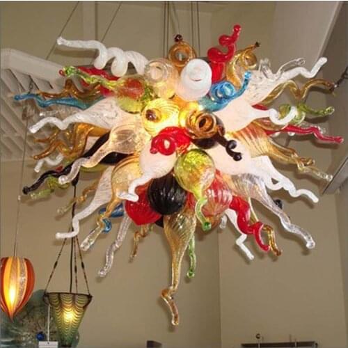 Newest Contemporary Multi Color Big Party Christmas Lights Blown Glass Chandelier Lighting Urban Ceiling Chandelier