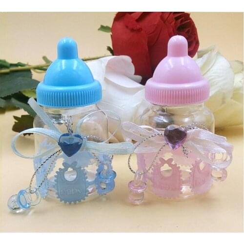 New Arrival Baby Shower Favors Milk Bottle Candy Box With Bear Lace For Table Decorations Free Shipping