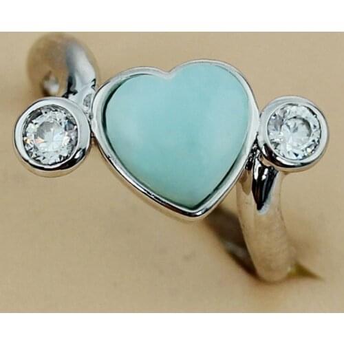 Fleure Esme Larimar Engagement Wedding rings Jewelry & Accessories for women Heart Love alliance Rhodium Plated R3504 size 7 8 9