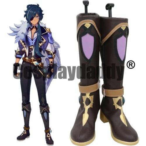 Genshin Impact Mondstadt Knights of Favonius Cavalry Captain Frostwind Swordsman Kaeya Cosplay Shoes Knee-high Boots C006