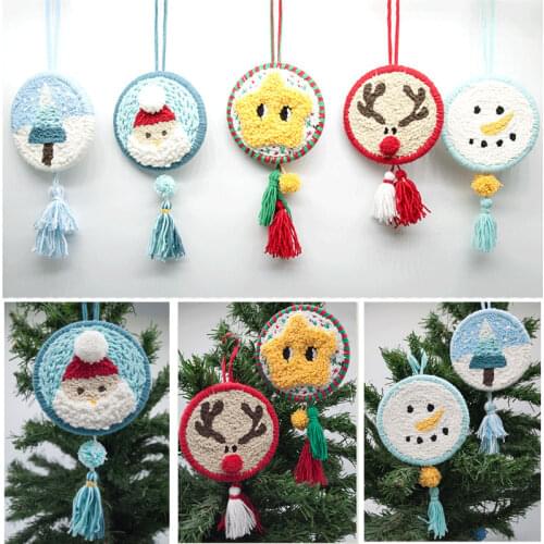 Easy DIY Embroidery Needle Punch Hoop Kit for Beginner Christmas Decoration Embroidery Needlework Work Handmade Sewing Kits