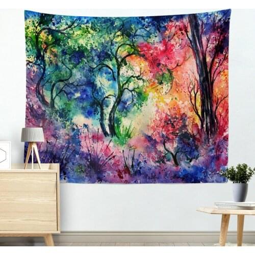 Mix Color Forest Scenery Tapestry for Livingroom Photography Wall Decor
