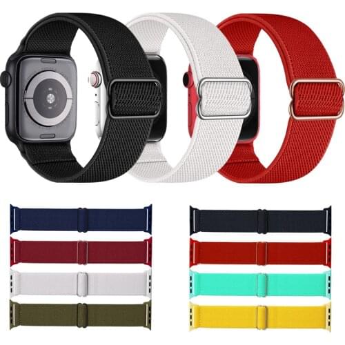 Stretchy Nylon Solo Loop Strap for Apple Watch Band 44mm 42mm 40mm 38mm for iwatch Bracelet Series 6 Se 5 4 3 2 1 Watchband