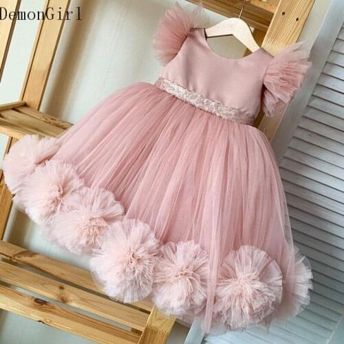 Blush Pink Baby Girls Dresses Big Bottom Birthday Party Dresses Pageant Mother and Dauther Matching Gowns