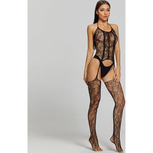 Sexy Lingerie Women Hot Exotic BabyDolls Dress Fishnet Mesh Clothes Women Black Lace Sheer Ropa Interior Femenina Exotic Apparel