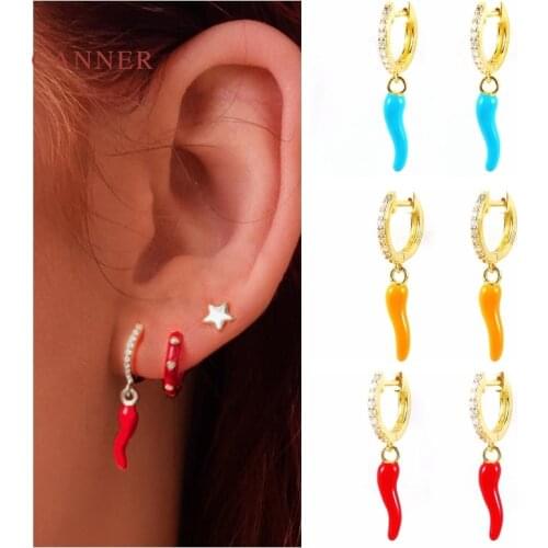 CANNER 925 Sterling Silver Earrings For Women Colored Peppers Earrings Dangle Piercing Pendientes 2021 Trend Vintage Mom Gift