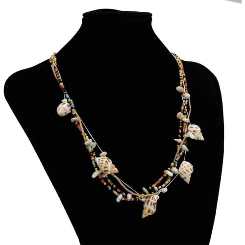 Unique Bohemian Ethnic Resin Bead Statement Necklace Choker puka Shell Multilayer Necklace Collier Summer Beach African Jewelry