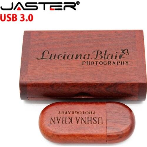 JASTER USB 3.0 LOGO customized wooden usb + Box Personal LOGO pen drive 8GB 16GB 32GB 64GB usb Flash Drive pendrive Memory stick