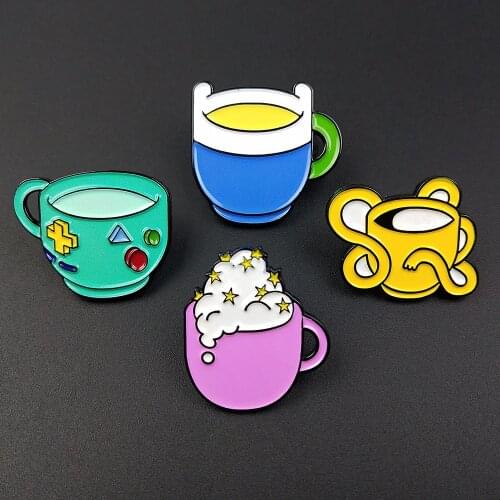 Funny Coffee Tea Enamel Pins Diy Brooches Badges Bags Metal Pin Gifts For Friends Fashion Jewelry Brooch For Clothes Backpack