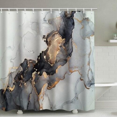 Marble Shower Curtain Stripe Printing Bathroom Curtains Waterproof Polyester Fabric Home Decoration Suit With Hook