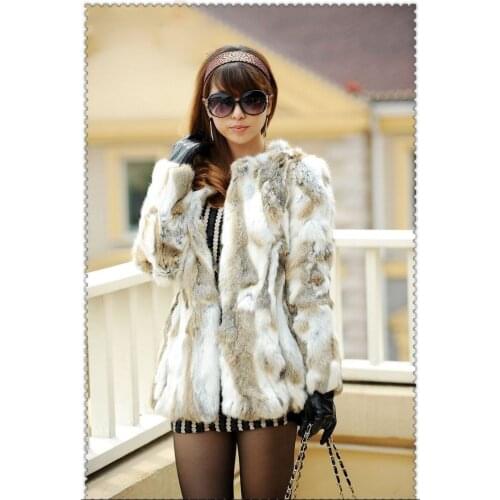 Free Shipping new real natural Rabbit Fur Coat jacket Women female Winter genuine Fur fashion Waistcoat long 84-120bust