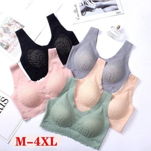Women Sexy Latex Bra Seamless Lingerie Shockproof Wirefree Bralette Soft Vest Top Underwear Push Up Bra bh Comfort Intimate 4XL