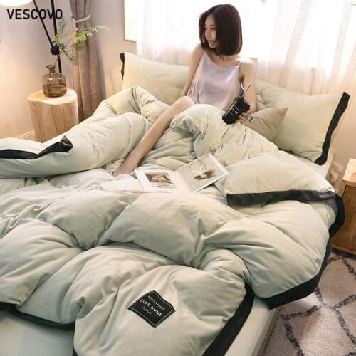 VESCOVO winter fleece bedspreads bed sheet duvet cover queen size 200*230 comforter set