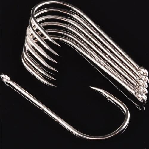 100pcs #1/0-#6/0 Fishing Hook Pesca barbed hook Baitholder White Color Jig Big Hook Sliced Shank High Carbon Steel Fishing Hooks