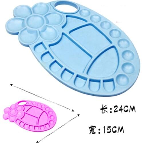 2pcs/lot colorful Plain Plastic Watercolor Paint Plate Tray Color Mixing Palette