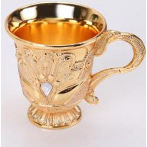 30ml Retro Metal Wine Glass Bar Dinnerware Wine Glass Gold European Bar Coffee Tea Cup Kitchen Supplies Aluminum Alloy