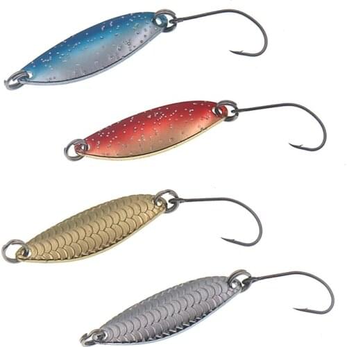 4pcs/Lot Metal Spoon Fishing Lure 2.5g 3.4cm Micro Spoons With Single Hook Hard Bass Bait Fishing Tackle