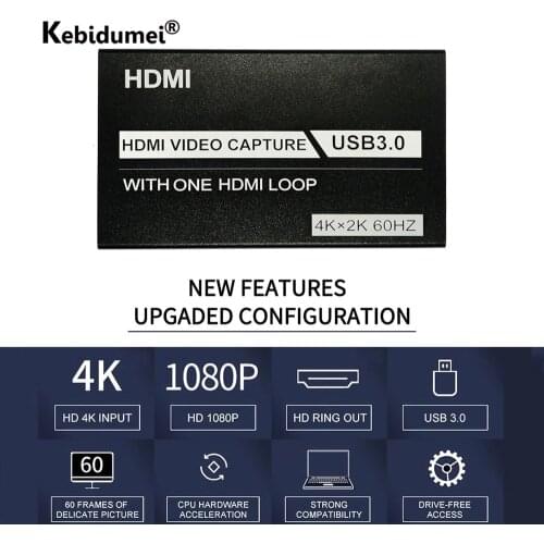 4K USB3.0 HDMI-compatible Video Capture Card 1080p 60Hz 60FPS Capture Card Screen Dongle Game Live For Linux Mac OS Windows PS4