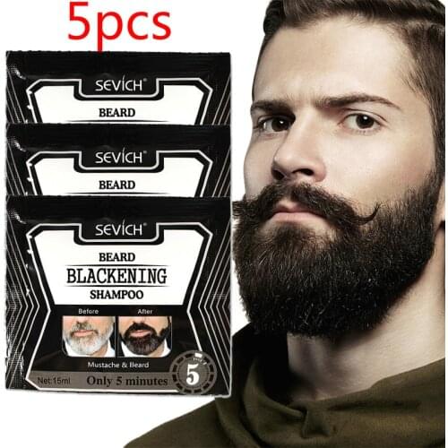 5pcs 5 Minutes Men Efficient Blackening Beard Coloring Nourishing Beard Shampoo Dye Herb Natural Repair Faster Hair Color Dye