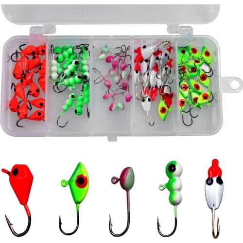 70Pcs 0.5g 0.75g 1.24g Ice Fishing Jigs Mini Metal Bait Carp Fishing Hooks Freshwater Sea Bass Fishing Tackle Jigging Hook pesca