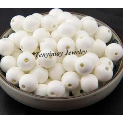 Free Shipping 14mm White Round Ceramic DIY Loose Beads 100pcs/Lot Wholesale