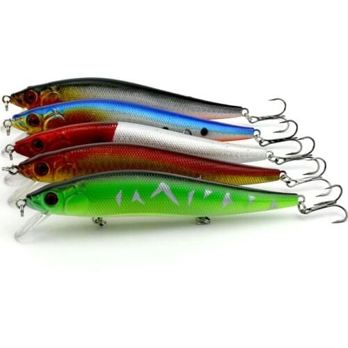 Big Sale 5pcs Hard Plastic Minnow Lure Artificial Bent Minnow Fishing Lure Crankbait Floating Fake Bait 3D Fsih Eyes 14cm 23g