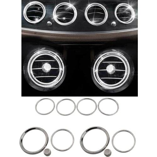 For Mercedes Benz E W213 E200 E220 E250 Central Console Air Condition AC Outlet Vent Refit Crystal Diamond Decal Ring Trim