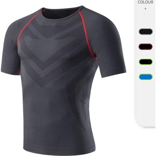 Mens Sports Fitness Basketball Running Training Suit Stretch Tight Compression Quick-drying Short-sleeved Shirt T-shirt