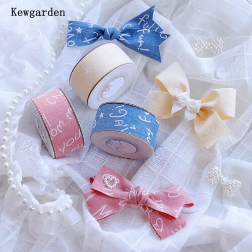 Kewgarden Printed Polyester Cotton Ribbon 1" 1.5" 25 38 10 mm DIY Corsage Hair Bowknot Accessories Handmade Tape Riband 10 Yards