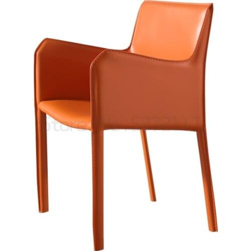 Saddle leather dining chair living room dining table chair backrest stool net red bedroom makeup chair negotiation chair