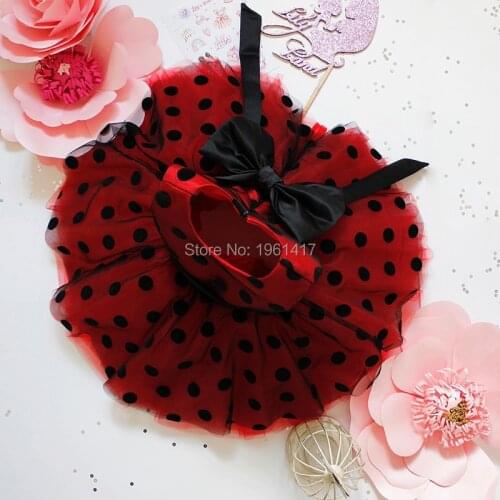 Baby Girls Red Dress With Black Dot Cute Knee Length Little princess Birthday Dress For Girls Bow Photography props