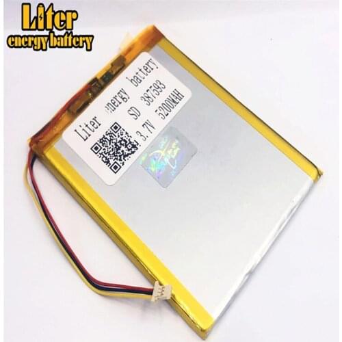 1.0mm -3P plug 3.7 V 387593 5200mah Tablet PC Battery lithium polymer li-ion rechargeable battery lipo battery