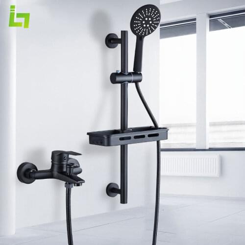 Matte Black Shower Faucets Wall Mount Bathroom Shower Faucets Bathtub Faucet Mixer Tap Shower Mixer Valve Control Valve