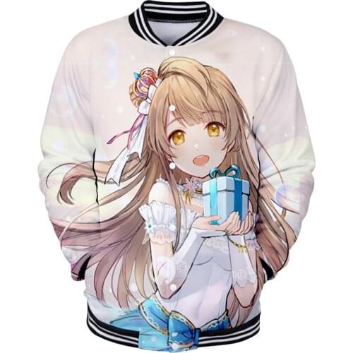 LOVE LIVE Kotori Minami Kawaii 3D Casual Long Sleeve Baseball Jacket Women Clothes fashion Kpop Tops