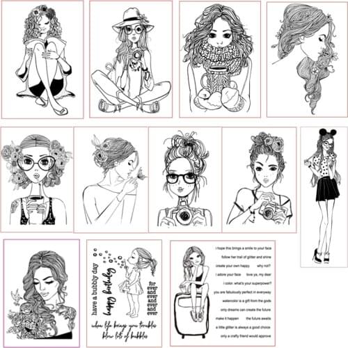 Fashion/Lovely/Pretty Girls/Woman Clear Stamps For DIY Scrapbooking/Card Making/Album Decorative Silicone Stamp Crafts
