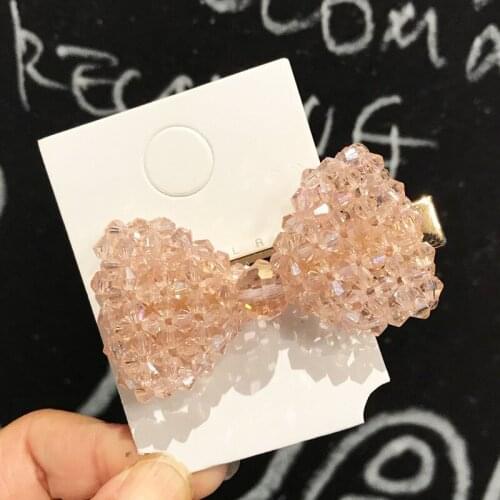 Fashion Jewelry Womens Crystal Bowknot Barrette Headdress Hairpin Hair Clip Dukbill Toothed Bobby Pin Lady Barrettes