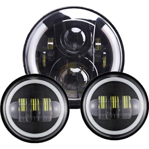 Motorcycle 7" INCH 300W LED Headlight with 2pcs4.5 Inch LED Auxiliary Passing Fog Light Lamp For Heritage Softail FLHTCUI