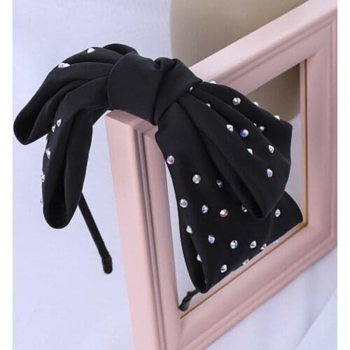 Geebro Knot Diamond Headbands For Women Girls Handmade Wide Solid Twist Bow Hairband Princess Hair Hoop Hair Accessories