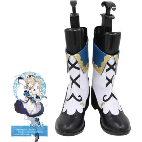 Game Genshin Impact Barbara Cosplay Shoes High Heel PU Leather Shoes Custom Made Halloween Carnival Boots Cosplay Props