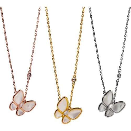 Funmode Bling Butterfly Design Pendant Gold Color LInk Chain Necklace For Women Accessories Jewelry mujer Wholesale FN256