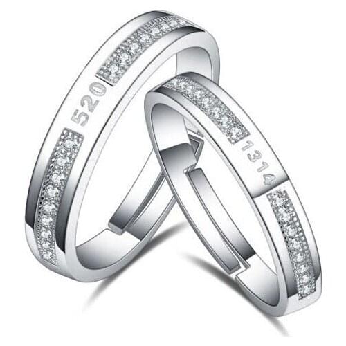 A pair of S925 pure silver simple living ring