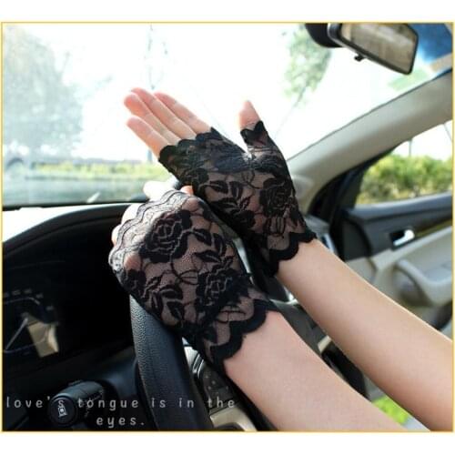 Lace Gloves Half Finger Lace Sunscreen Gloves Summer Fingerless Driving Outdoor Sports Ladies Adult Thin Fingerless Gloves