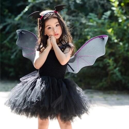 Bat Cosplay Dresses Princess Girl Dress Cosplay Costumes for Kids Baby Girl Mermaid Dress Up Sets Children Halloween Clothing
